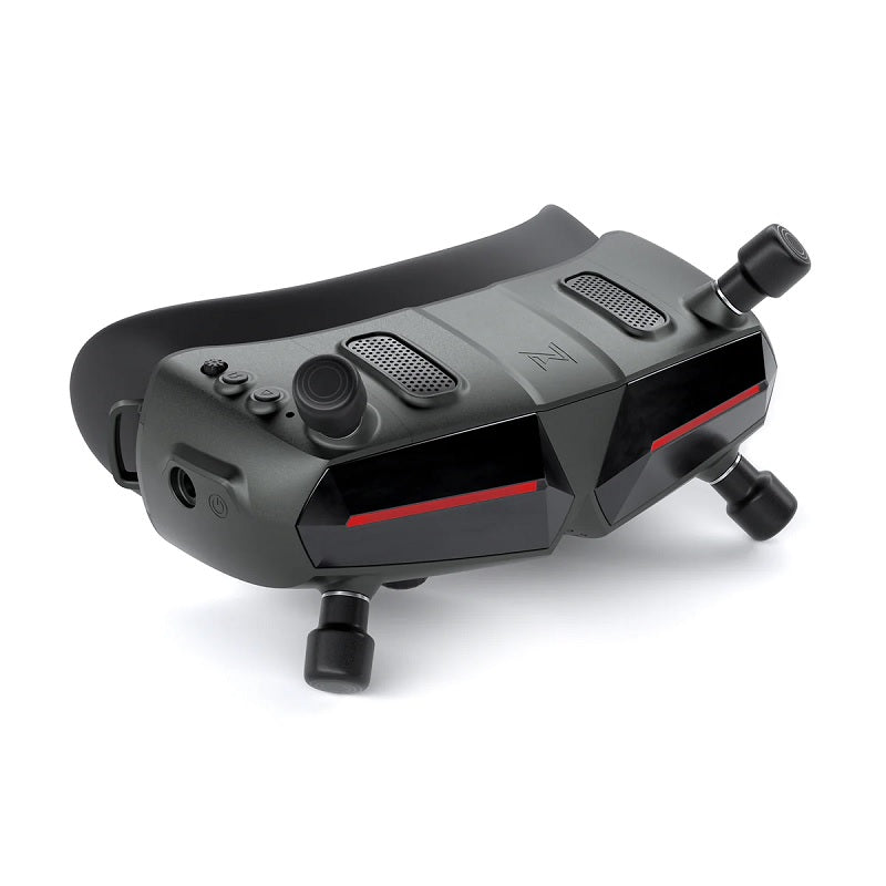 Black and gray device with red accents on a white background