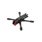 Black drone frame with red accents on a white background