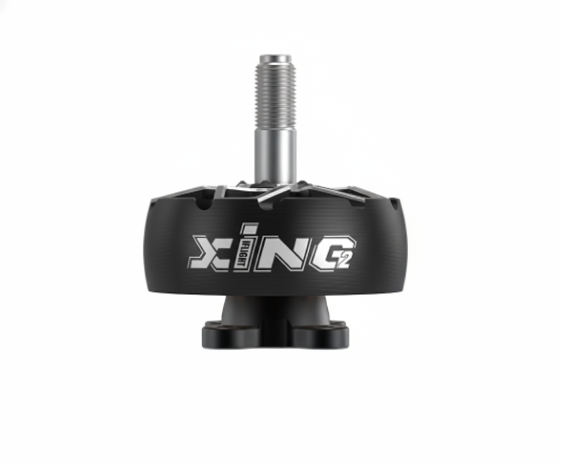 Black motor with 'XING2' branding on a white background