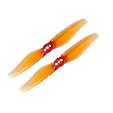 Two orange propellers with red hubs on a white background