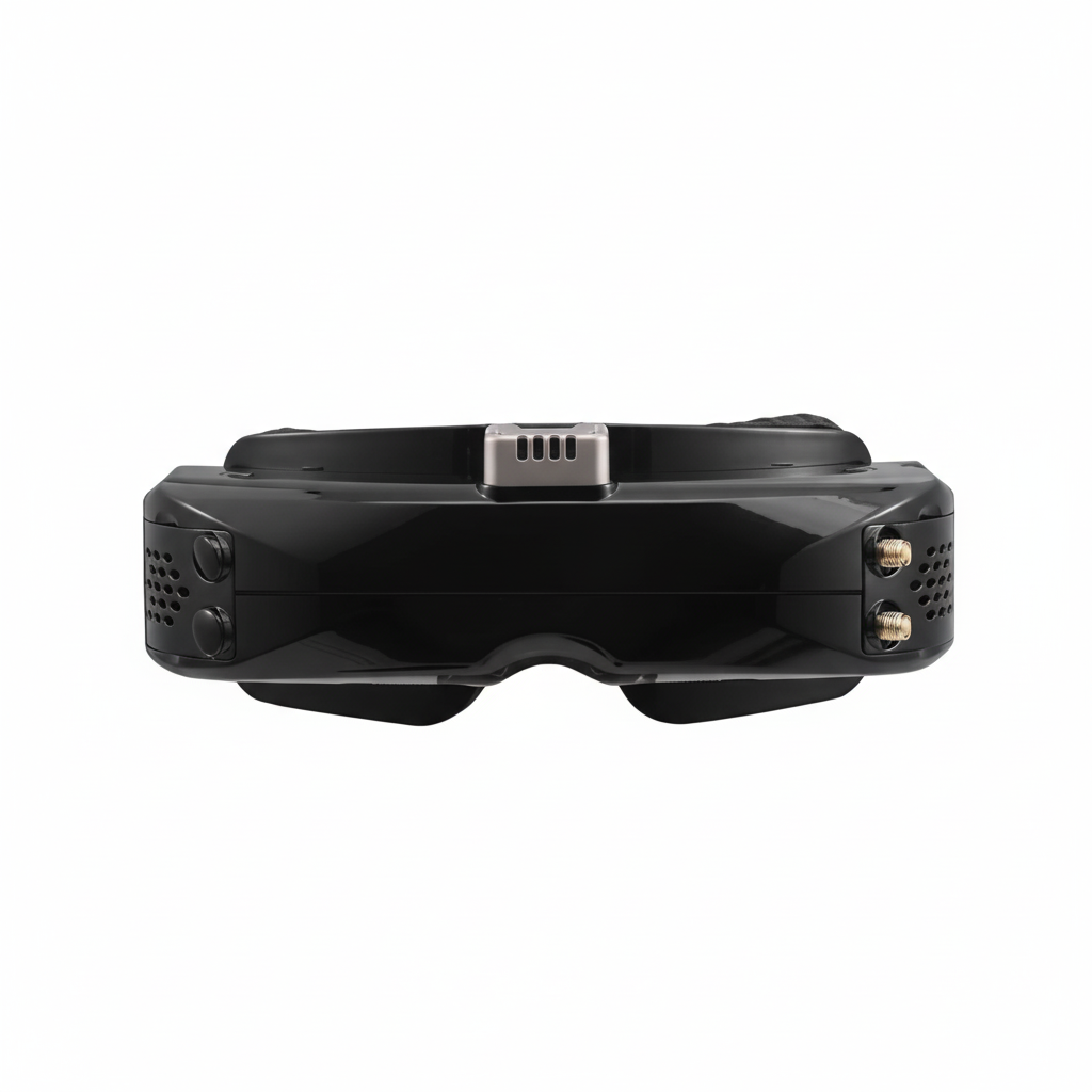 Black VR headset on a white background
