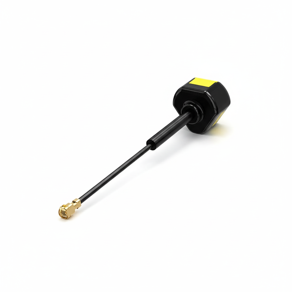 Black and gold antenna on a white background