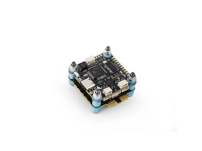 Electronic component board with connectors on a white background