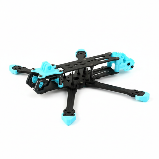 Black and blue drone frame on a white background