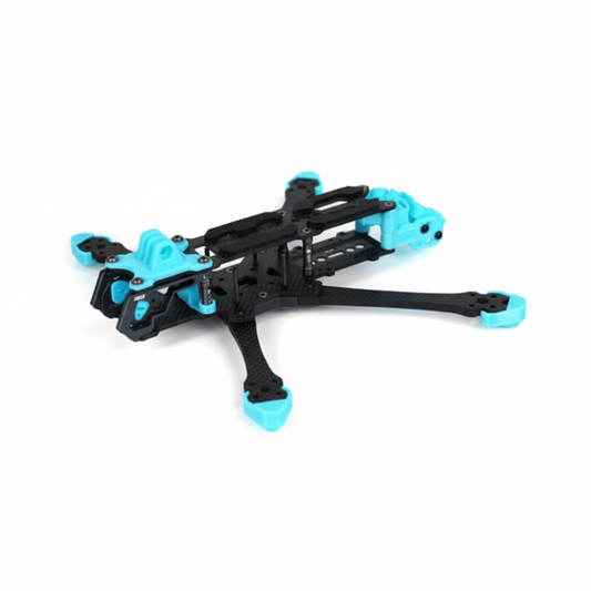 Black and blue drone frame on a white background