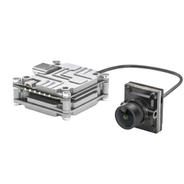 Camera module with metal housing on a white background