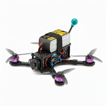 Small drone with propellers on a white background