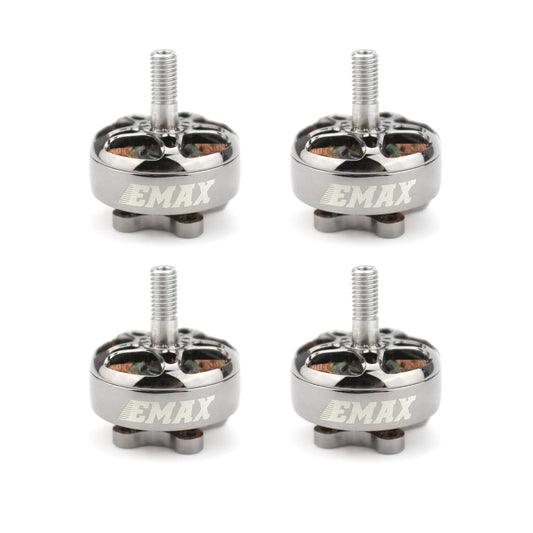 Four EMAX branded motors on a white background