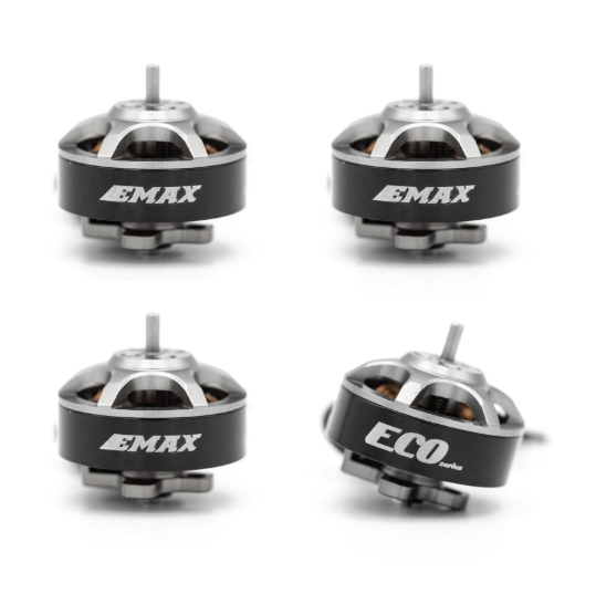Four EMAX motors on a white background