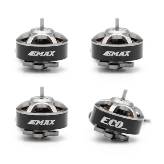Four EMAX motors on a white background