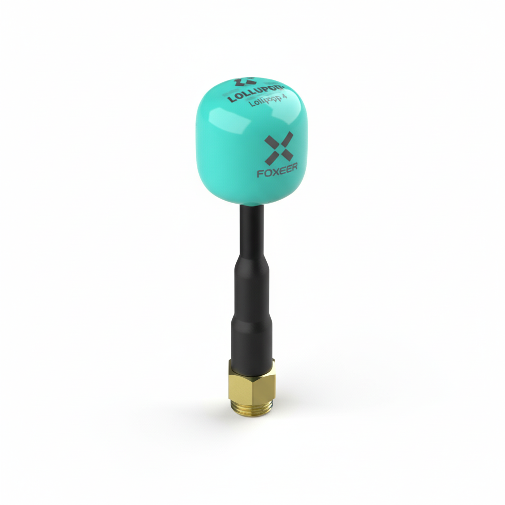 Teal with black and gold coloured antenna on a white background