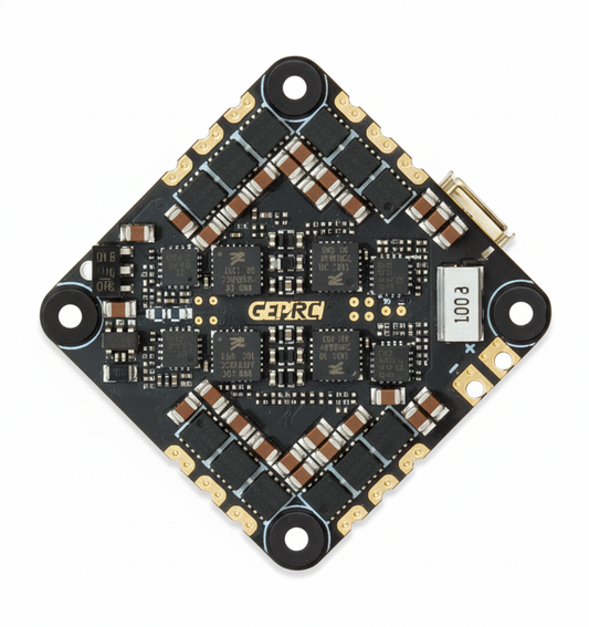 Electronic circuit board with GEPRC branding on a white background