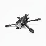 Black and silver drone frame on a white background