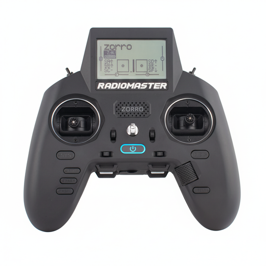 Radio controller with 'Radiomaster' branding on a white background