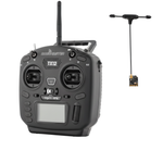 Black remote with reciever on white background