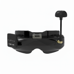 Black drone goggles with antenna on a white background