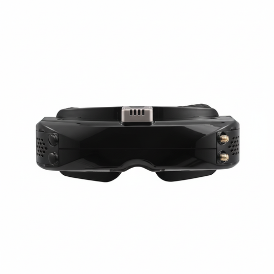 Black VR headset on a white background