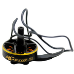 Black and yellow motor with wires on a white background