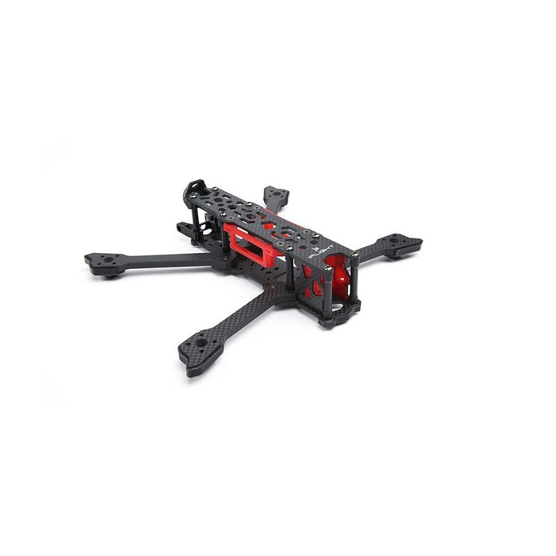 Black and red drone frame on a white background