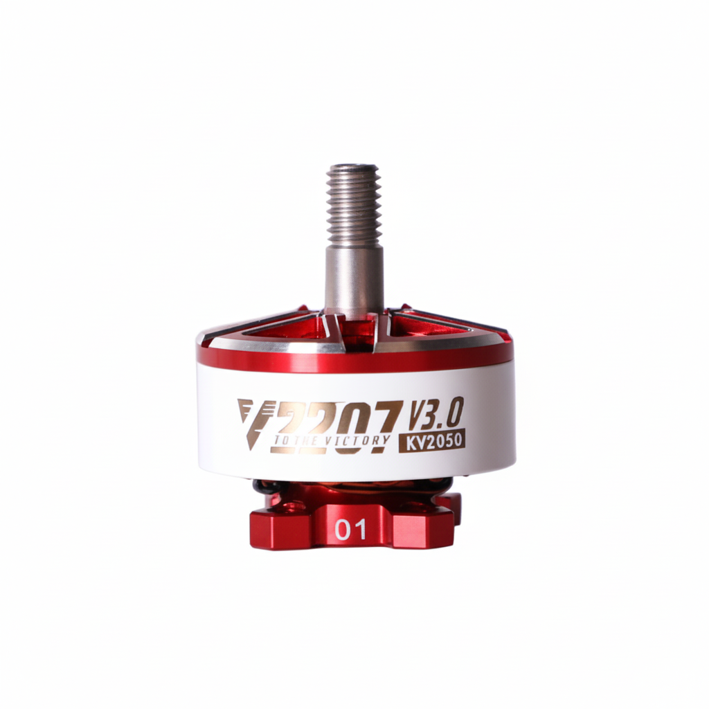Red and white motor with 'V207 V3.0' branding on a white background