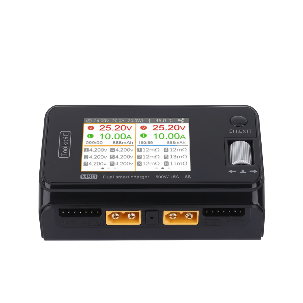 Black electronic device with a digital display on a white background