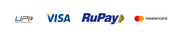 Logos of UPI, Visa, RuPay, and Mastercard on a white background